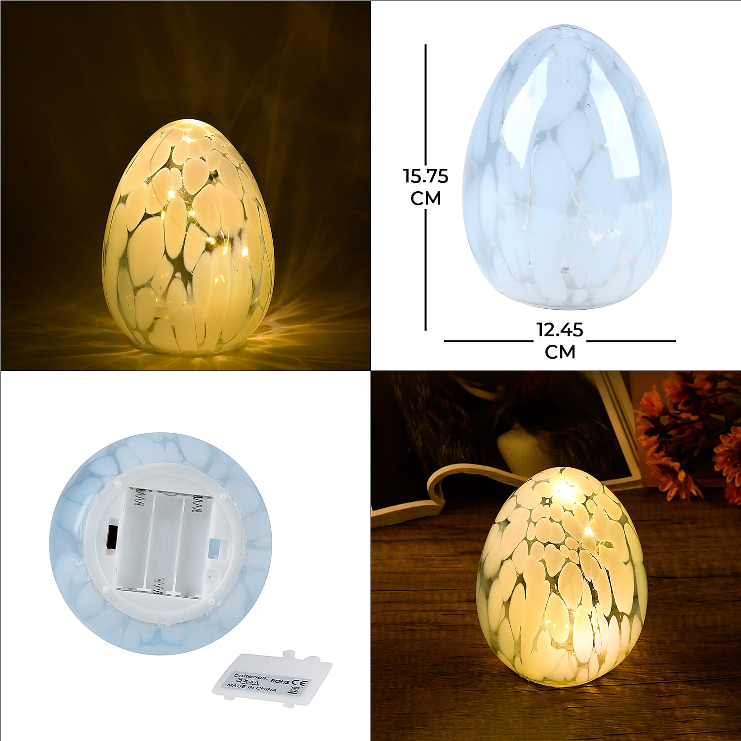 Ambient Egg Glass LED Lamp with String Lights