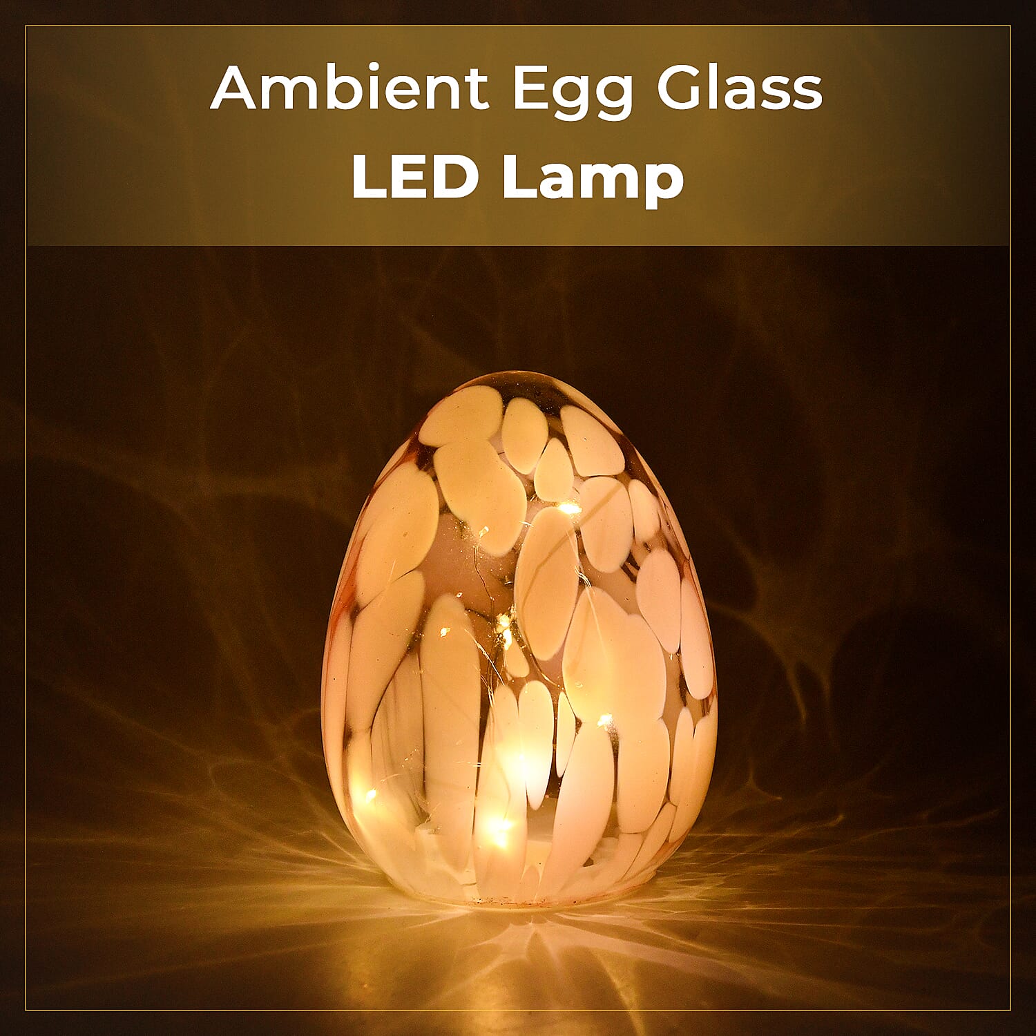 Ambient Egg Glass LED Lamp with String Lights (3xAAA Battery not inc.) - Pink