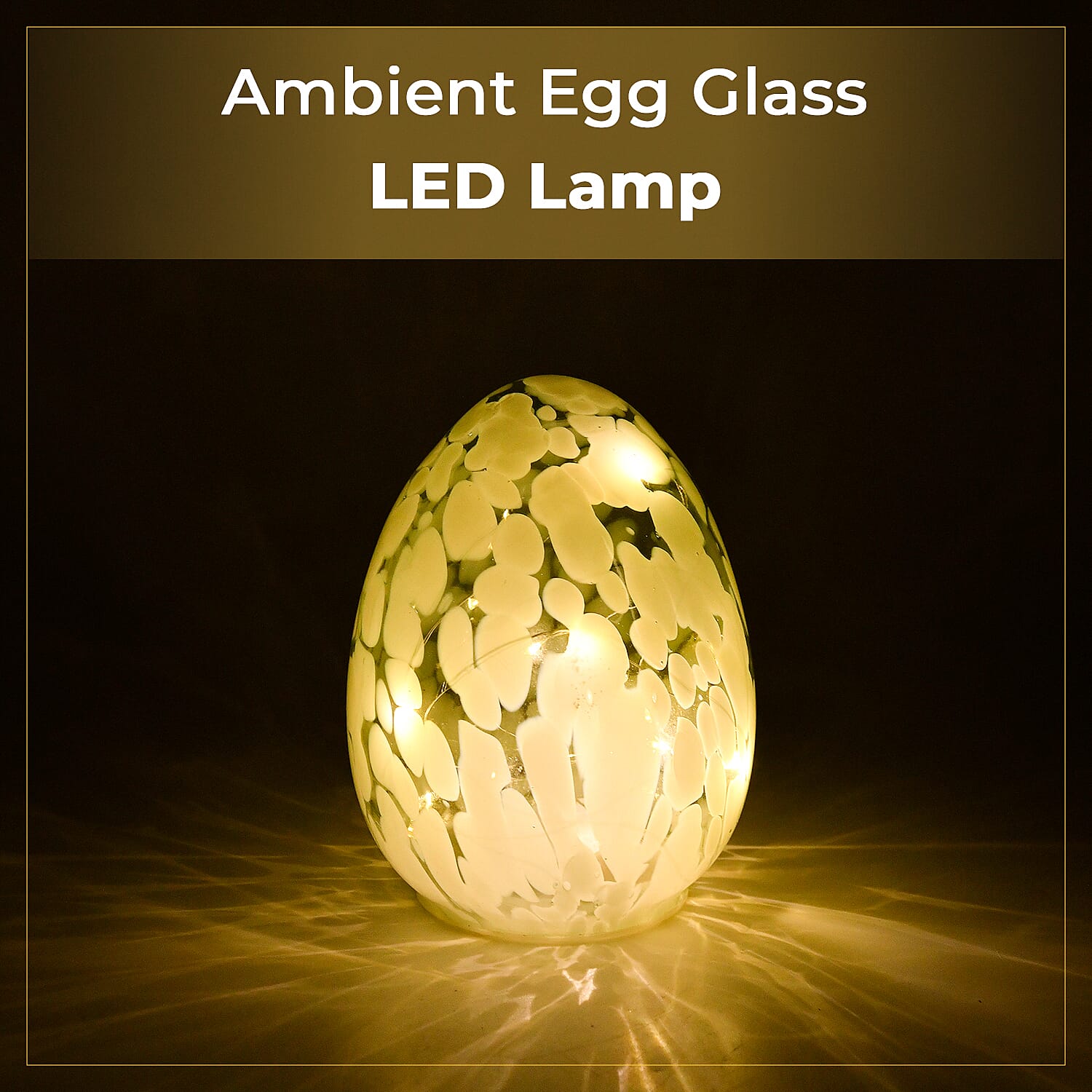 Ambient Egg Glass LED Lamp with String Lights (3xAAA Battery not inc.) - Yellow