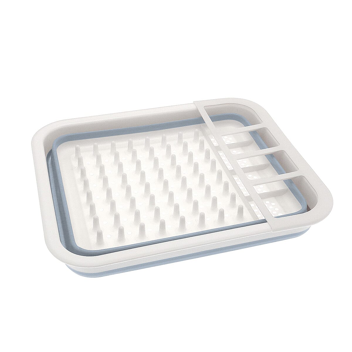 Set of 2 Collapsible Dish Rack and Collapsible Colander - Grey and White