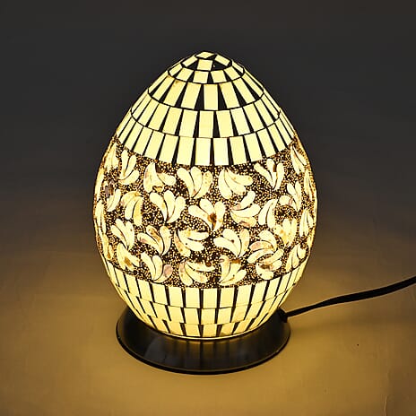 Classic Antique Look Egg Shape Mosaic Table Lamp - Multi