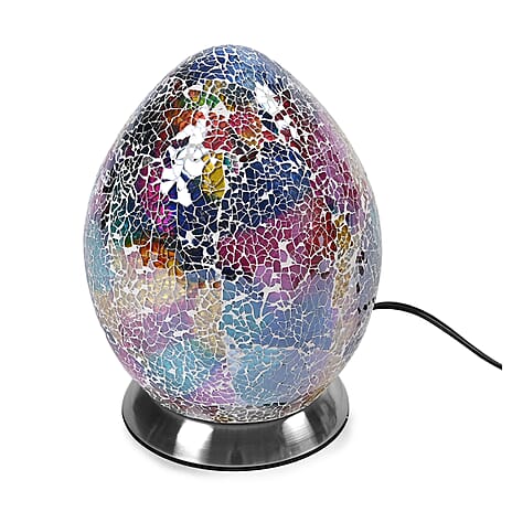 Classic Antique Look Egg Shape Mosaic Table Lamp - Multi Colour
