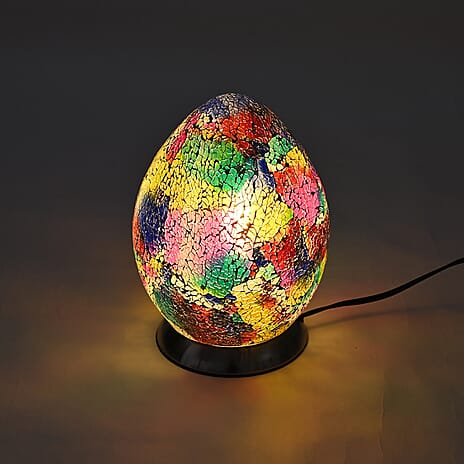 Classic Antique Look Egg Shape Mosaic Table Lamp - Multi Colour
