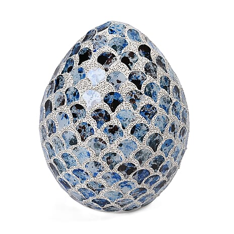 Scalloped Mosaic Egg Table Lamp - Blue - White