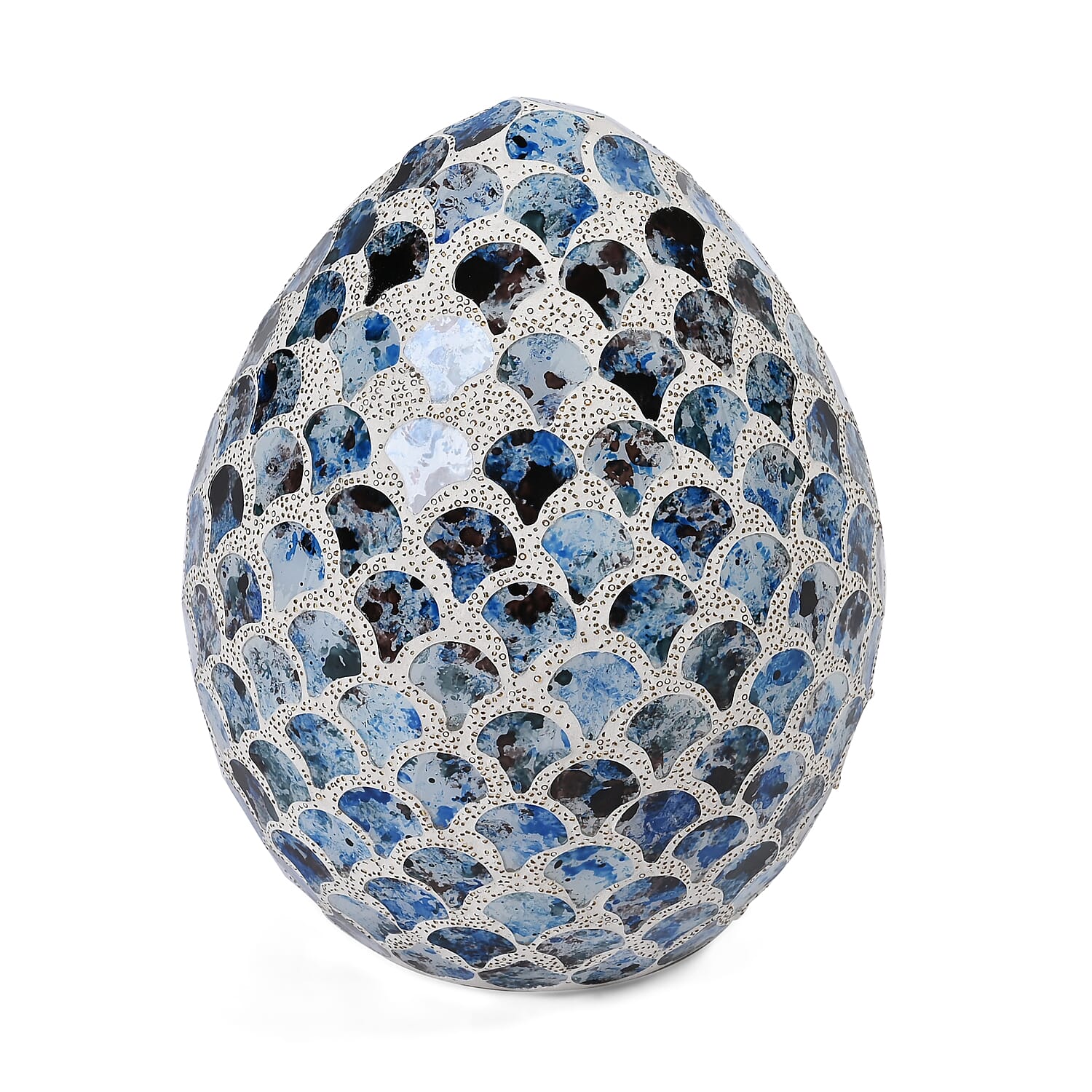 Scalloped Mosaic Egg Table Lamp - Blue - White Scalloped Mosaic Egg Table Lamp - Blue - White