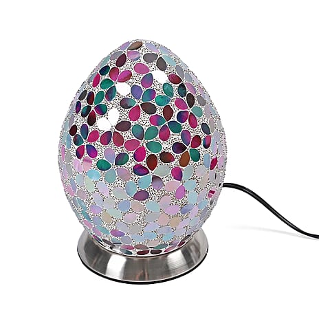 Floral Mosaic Egg Table Lamp Without - Multicolor