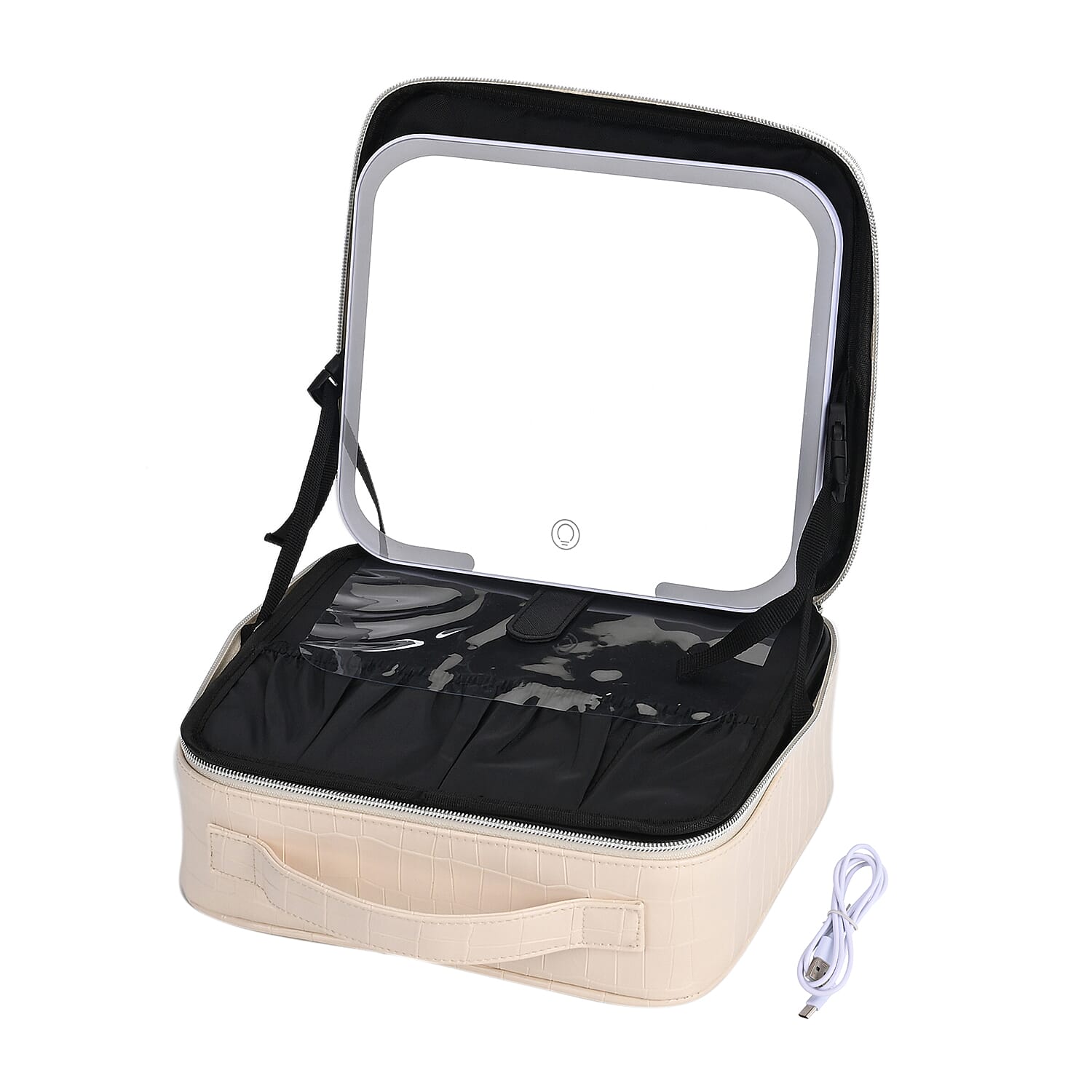Beautech makeup case with LED mirror - White