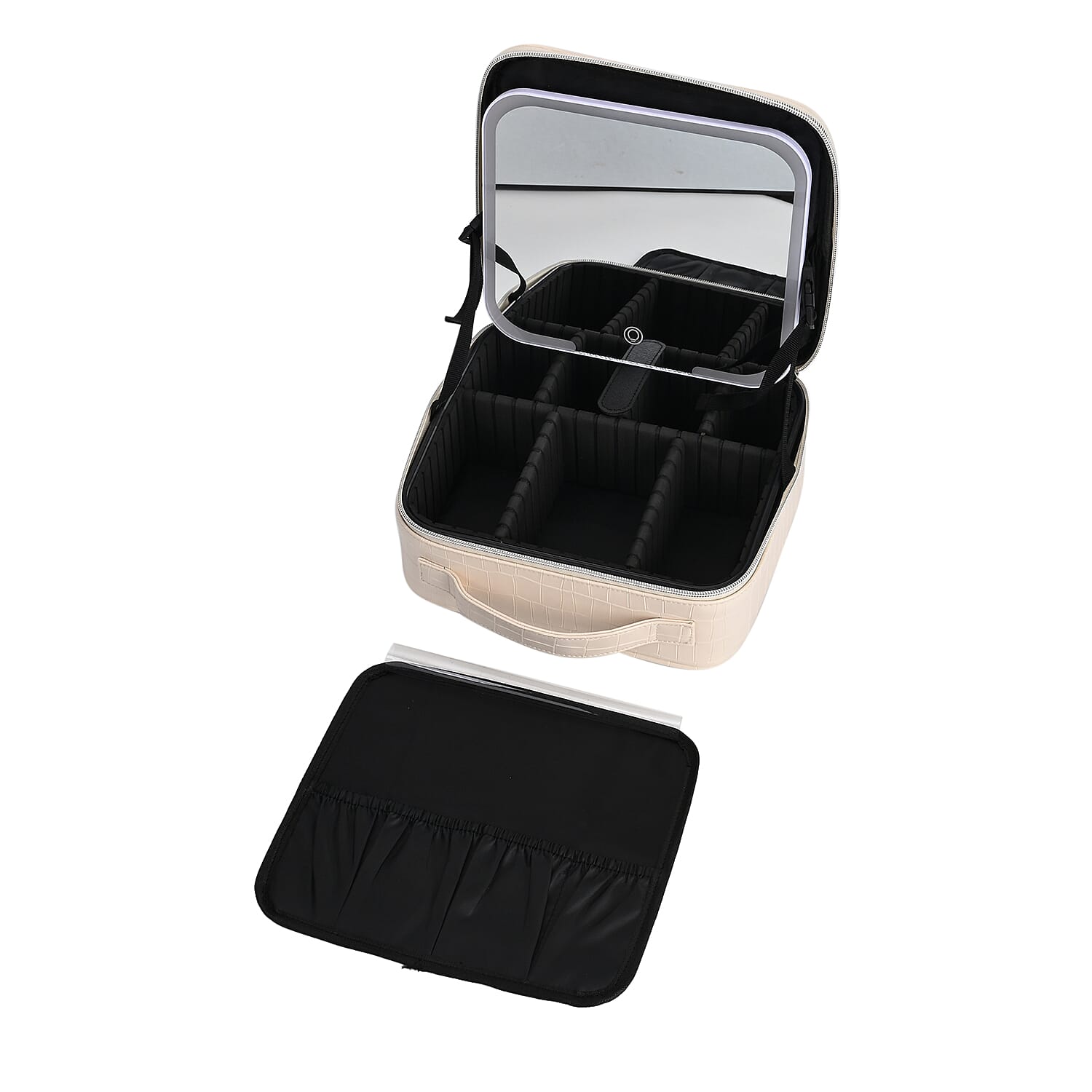 Beautech makeup case with LED mirror - White