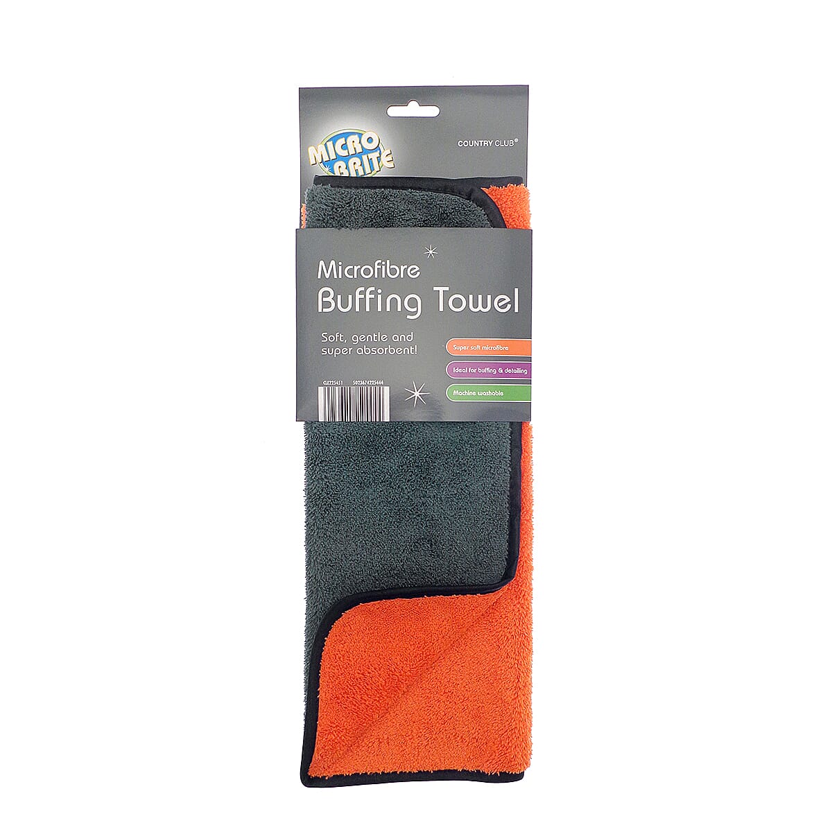 Set of 2 MICRO BRITE Microfiber Buffing Towel (Size 60x40 cm) - Orange & Light Grey