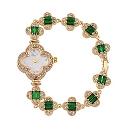 GENOA Crystal-Embellished Clover Design Watch