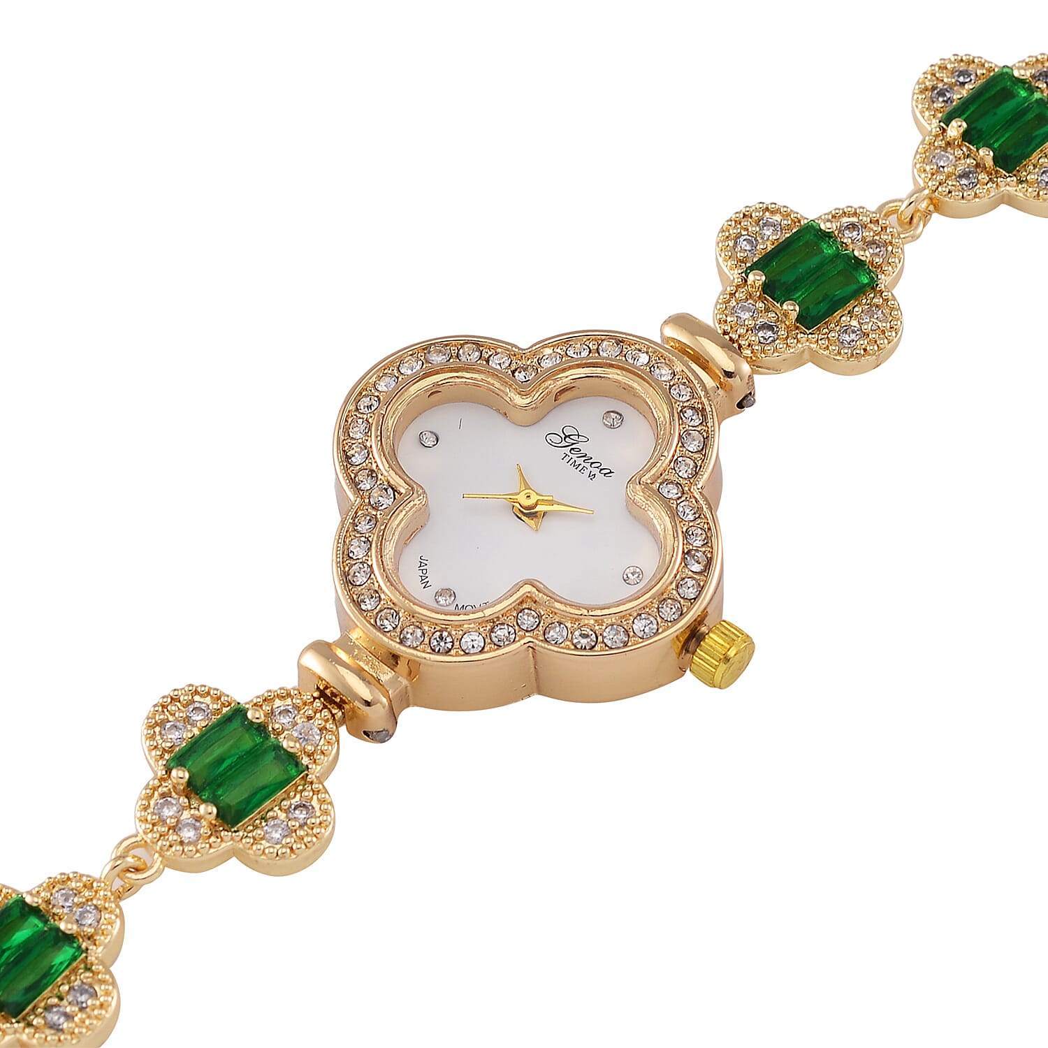 Mega Designer Inspired Closeout - GENOA Green Cubic Zirconia and White Crystal  Watch 10.01 ct