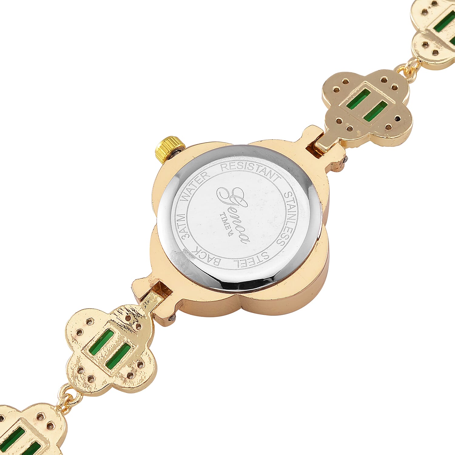 Mega Designer Inspired Closeout - GENOA Green Cubic Zirconia and White Crystal Watch 10.01 ct