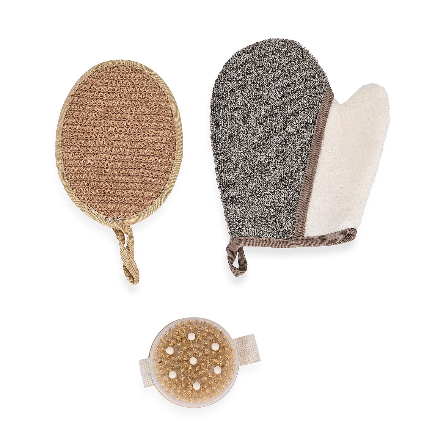 Beautech Set of 4 Bath and Body Set - Storage Bag, Bath Glove, Rub Pad & Massage Brush - Ultimate Care Set