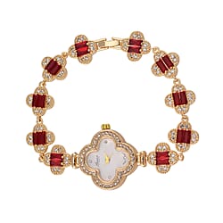 GENOA Crystal-Embellished Clover Design Watch