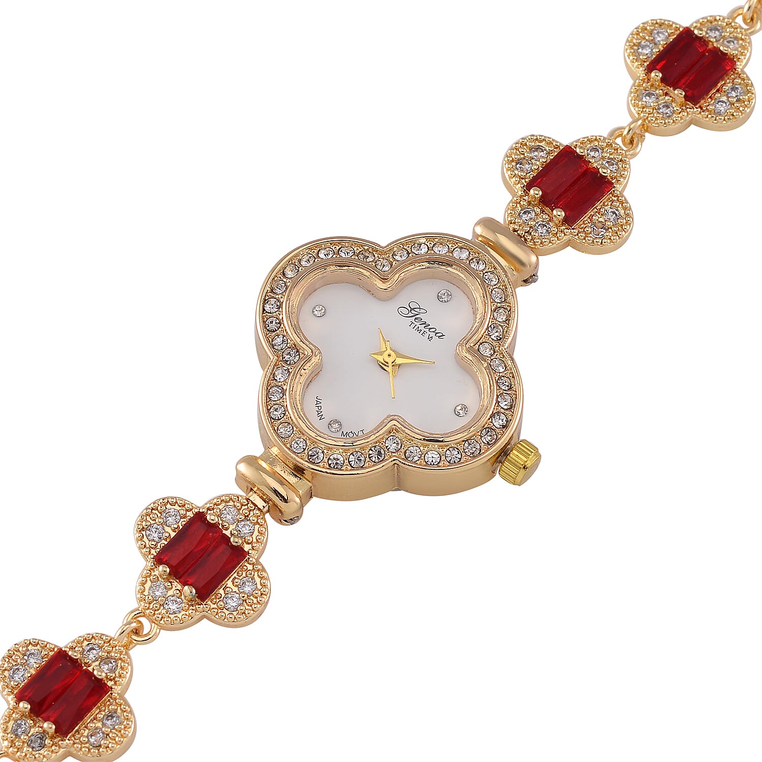 Mega Designer Inspired Closeout - GENOA Red Cubic Zirconia and White Crystal  Watch 10.01 ct