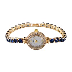 GENOA TIME V2 Japanese Movement 3ATM Water-Resistant Watch with Stainless Steel Back and Skyblue CZ Accents