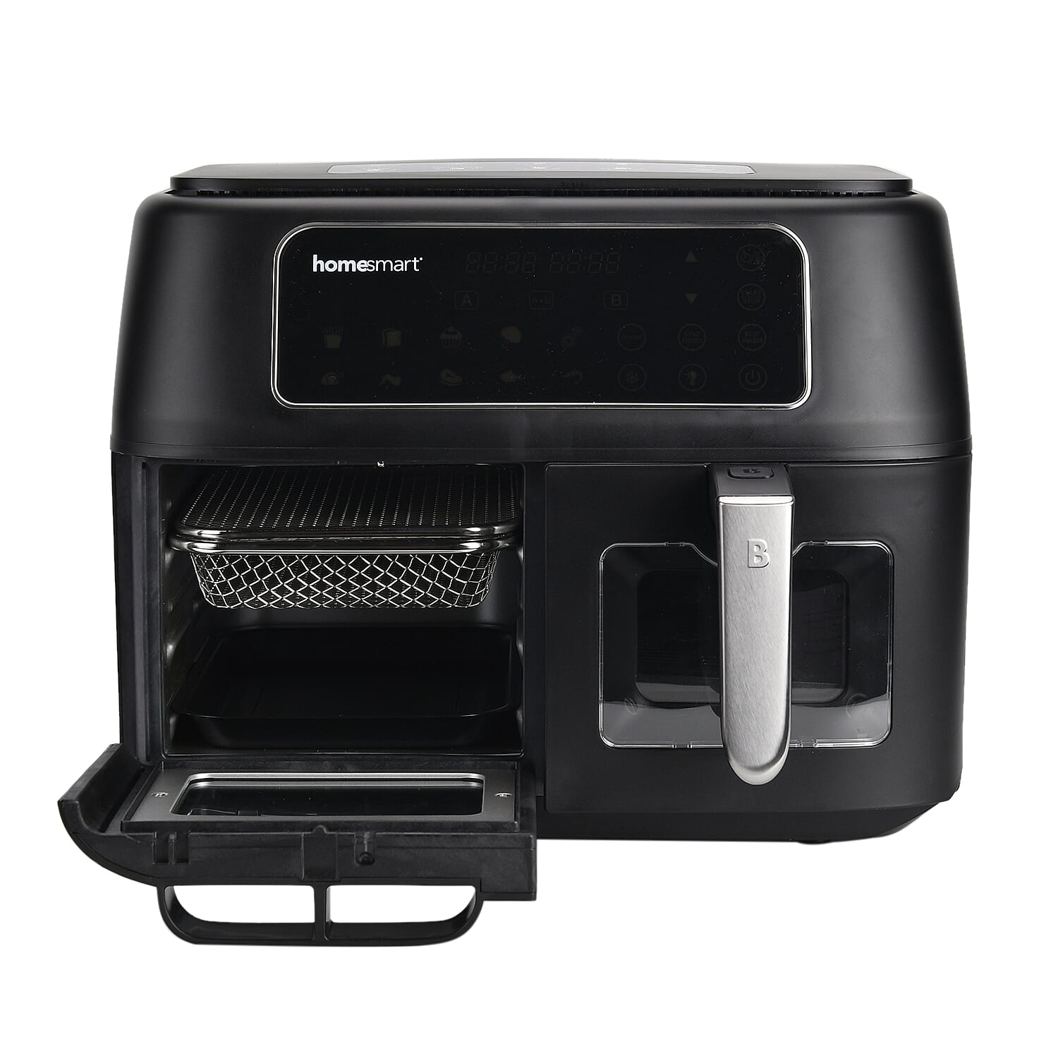 Complete Meal Solution Air Fryer - Dual Draw PLUS Shelves with Digital Touch Screen -  Air Fry, Roast, Bake, Grill, Caserole (Size 40 x31 cm) - Black