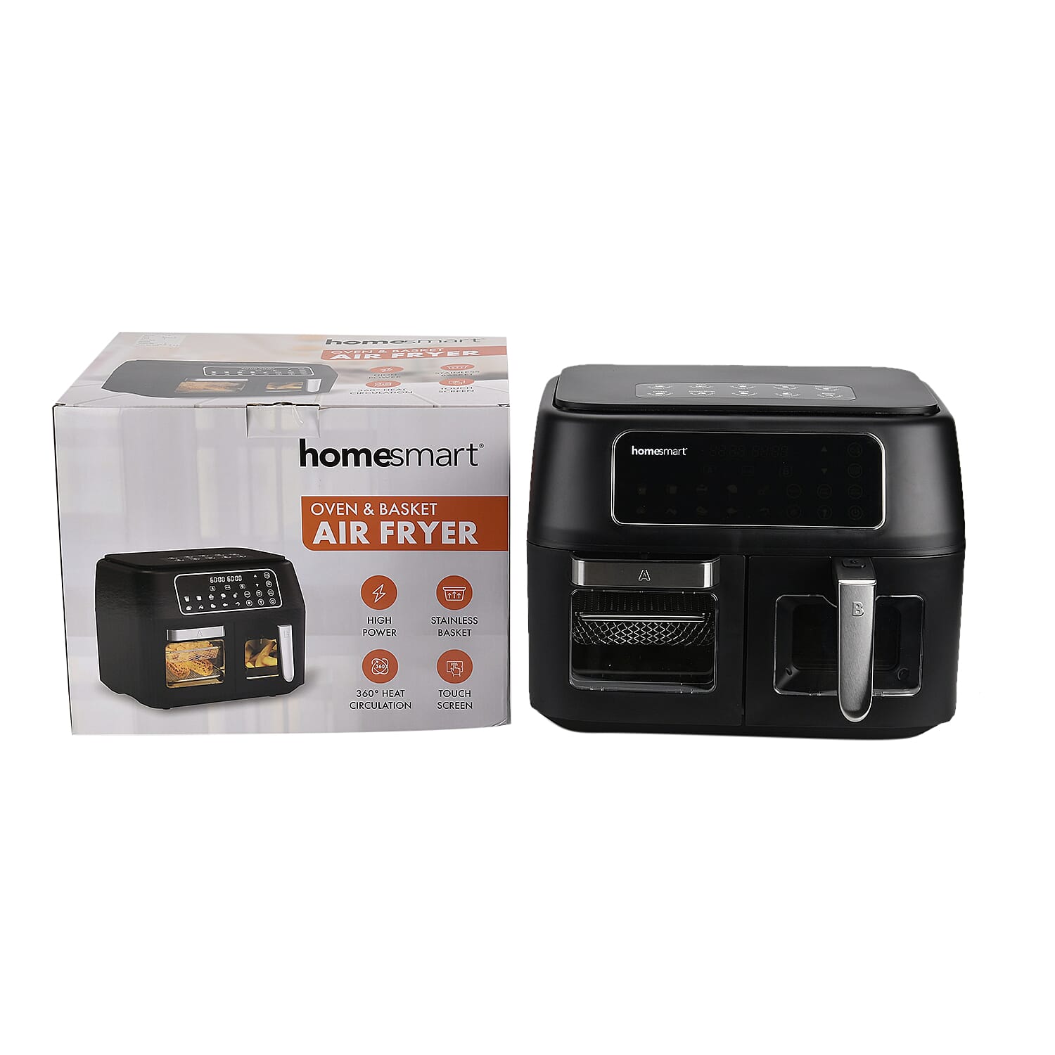 Complete Meal Solution Air Fryer - Dual Draw PLUS Shelves with Digital Touch Screen -  Air Fry, Roast, Bake, Grill, Caserole (Size 40 x31 cm) - Black