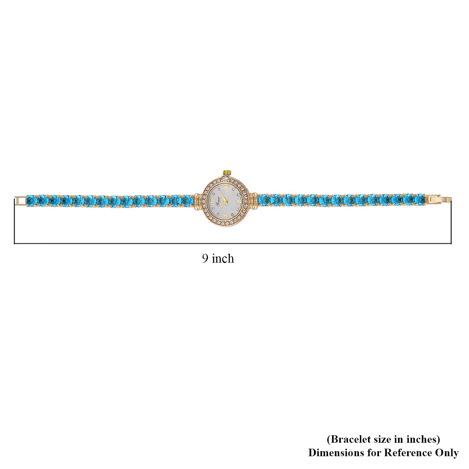 GENOA - Japanese Mov, 3 ATM,  Sky Blue CZ-White Crystal Watch