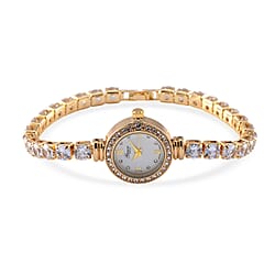 GENOA TIME V2 Japanese Movement 3ATM Water-Resistant Watch with Stainless Steel Back and Skyblue CZ Accents