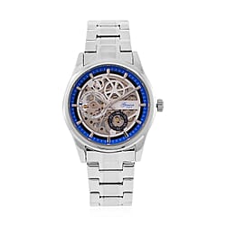 GENOA Automatic Movt. 3ATM WR Blue Ring Watch with Stainless Steel Chain Strap