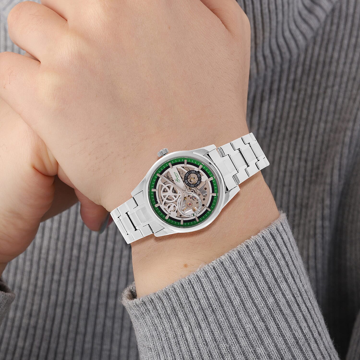 Limited Edition - Genoa Time V2 Automatic Movt, Skeleton Dial Crystal Studded Watch