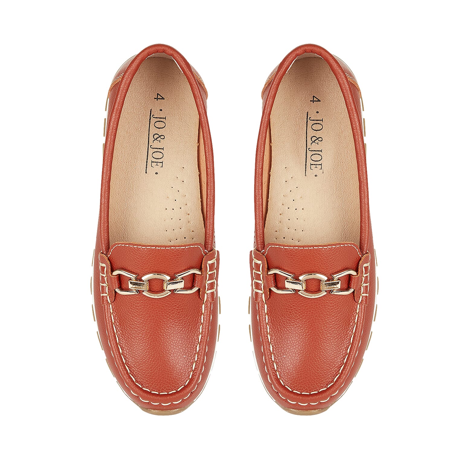 Jo & Joe Ladies Ipanema Leather Loafer Shoes (Size 4) - Orange