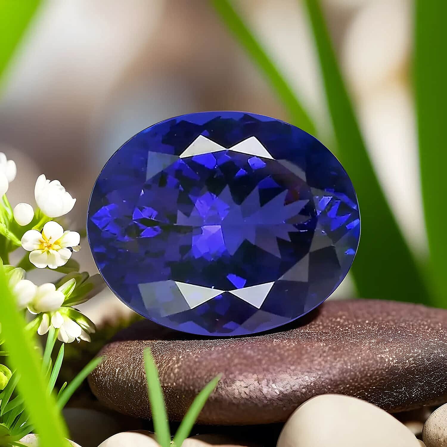 Certified and Appraised AAAA Tanzanite Loose Gemstone (Ovl Shape) 24.92 ct.