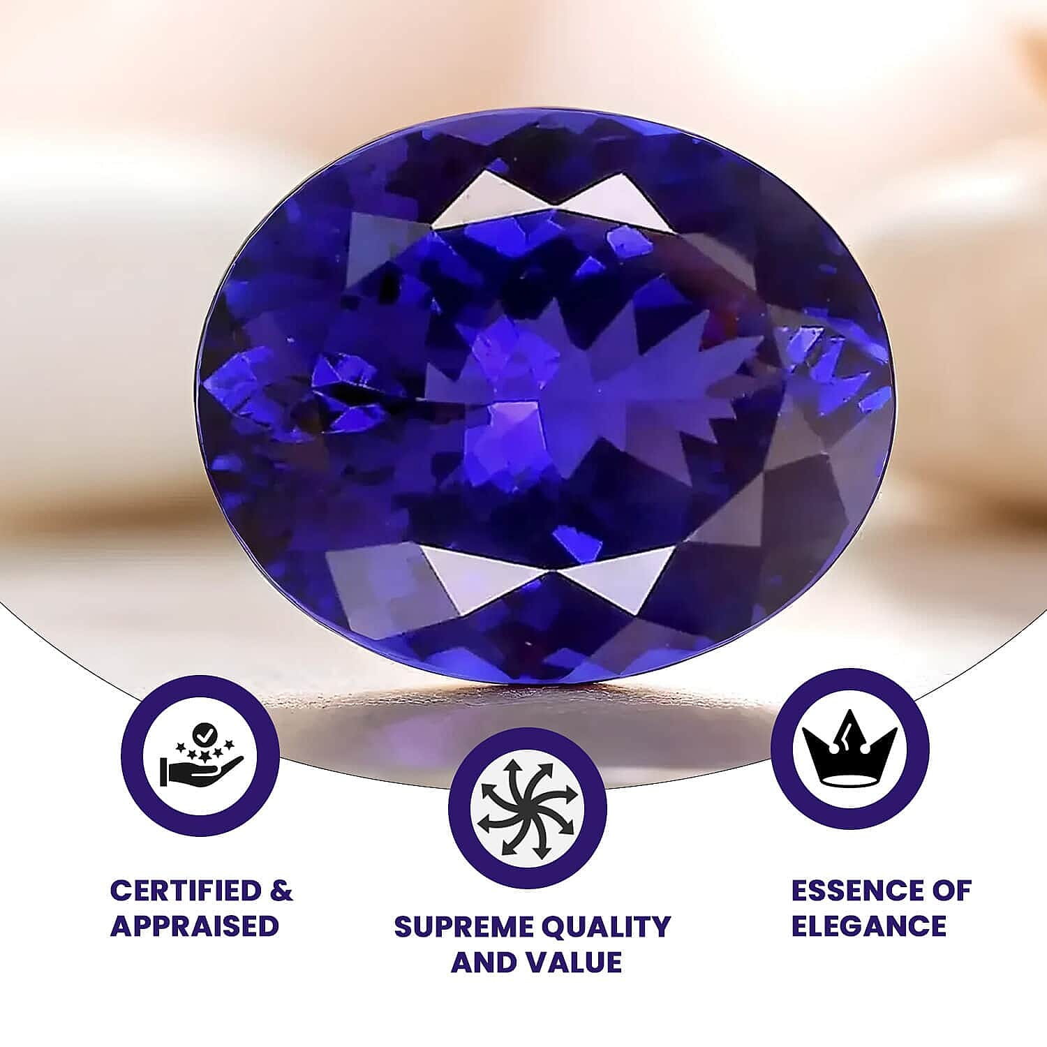 Certified and Appraised AAAA Tanzanite Loose Gemstone (Ovl Shape) 24.92 ct.