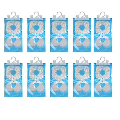 Set of 10 Homesmart Hanging Dehumidifier Bag with Fresh Linen Fragrance 220g - Blue - White