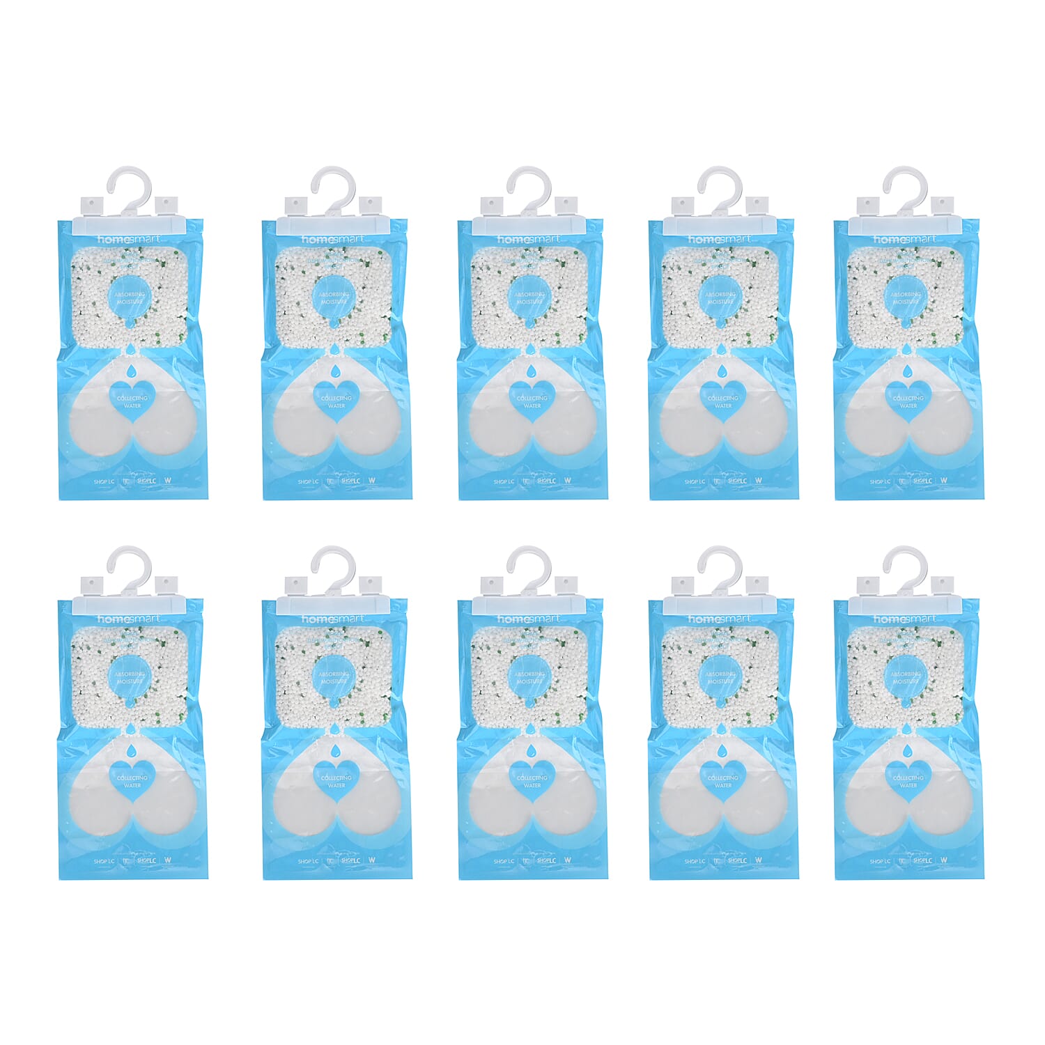 Set of 10 Homesmart Hanging Dehumidifier Bag with Jasmine Fragrance 220g - Blue - White