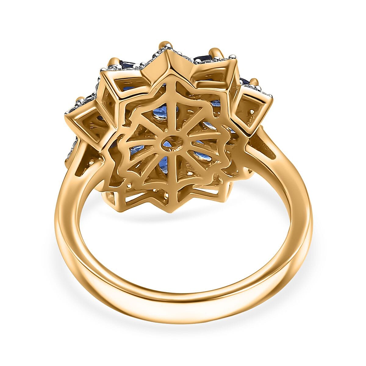 Kyanite ,  Moissanite  Main Stone With Side Stone Ring in 18K YG Vermeil Sterling Silver 3.12 ct,  Silver Wt. 6 Gms  2.930  Ct.