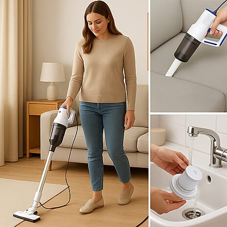 Homesmart Handheld and Floor Vacuum Cleaner - 400W Poweful Suction, Lightweight, Low Noise, 800ml Tank Capacity with Hepa Filter, 4M Long Cord Length - Blue