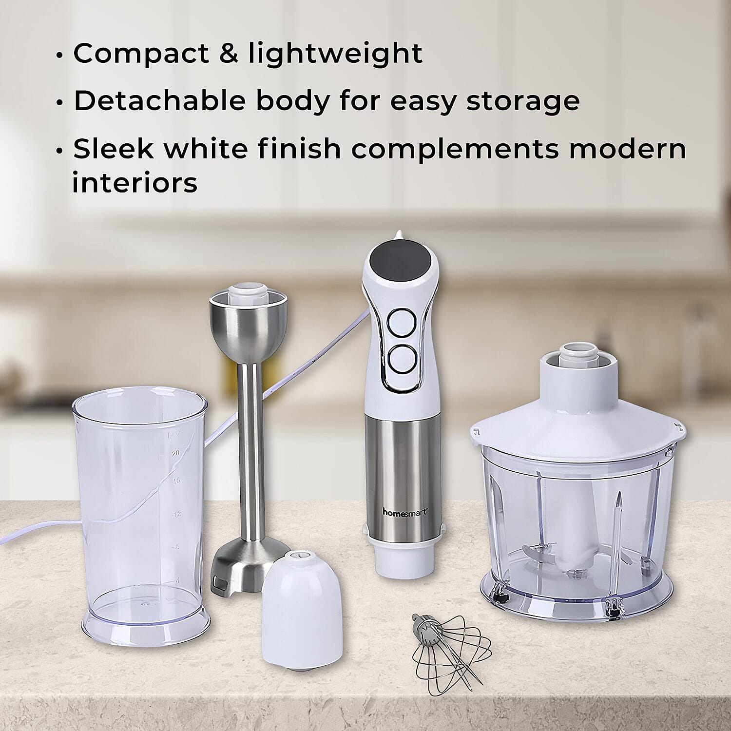 Homesmart 4-in-1 Food Processor and Blender (Power 1000W) - White