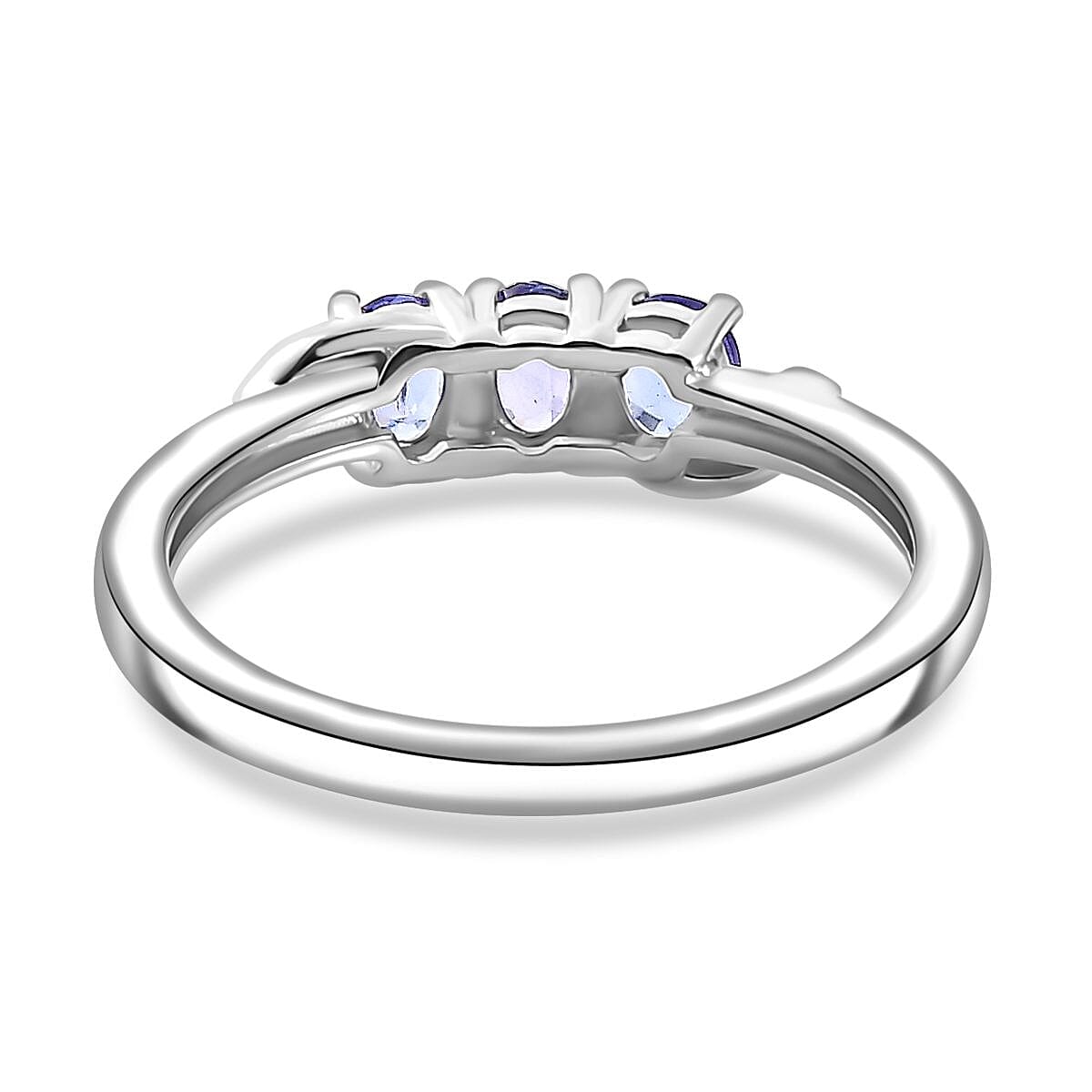 Premium Tanzanite Trilogy Ring in Platinum Overlay Sterling Silver Premium Tanzanite Trilogy Ring in Platinum Overlay Sterling Silver