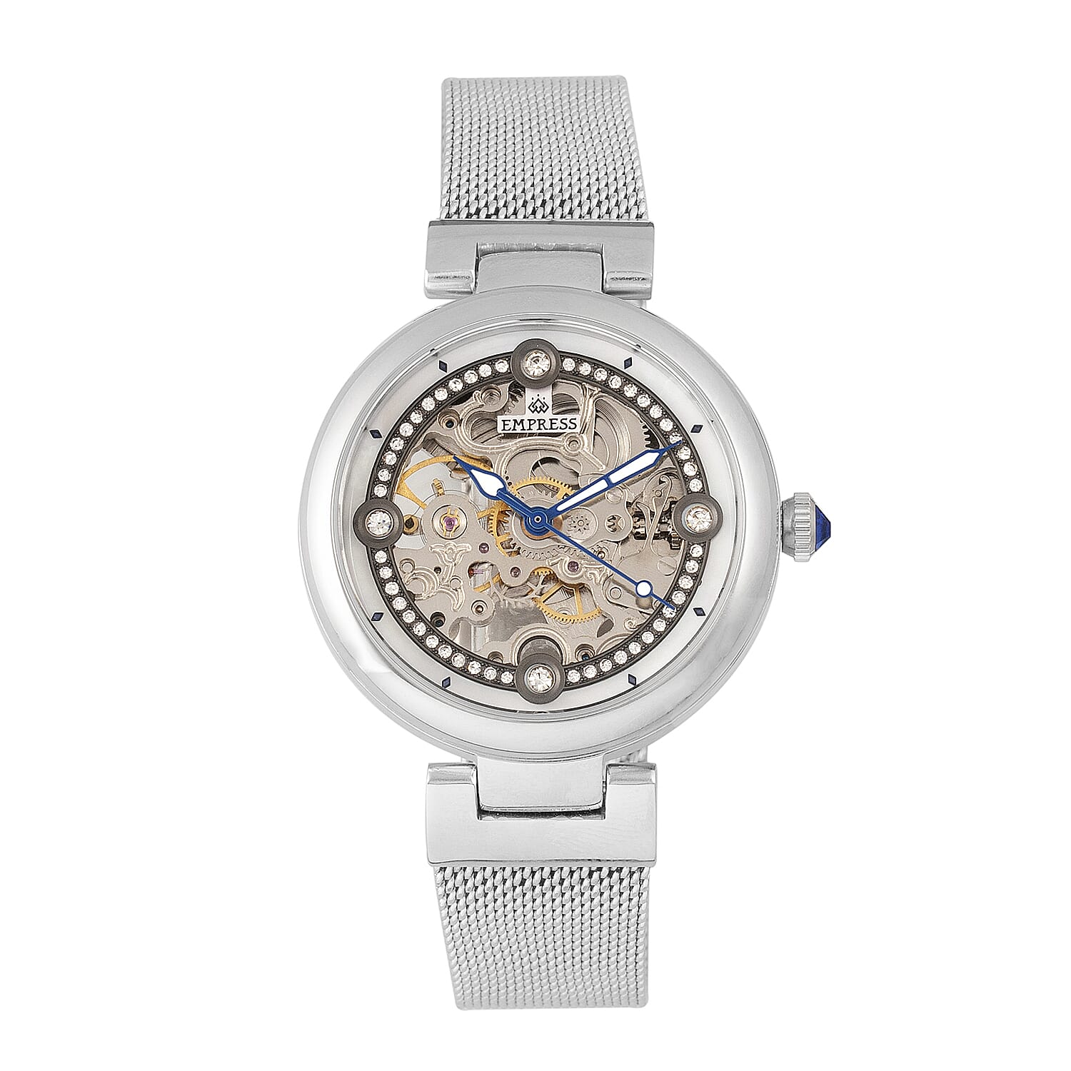 Empress Adelaide Automatic Movement White Dial 5 ATM Water Resistant Ladies Watch in Silver Tone