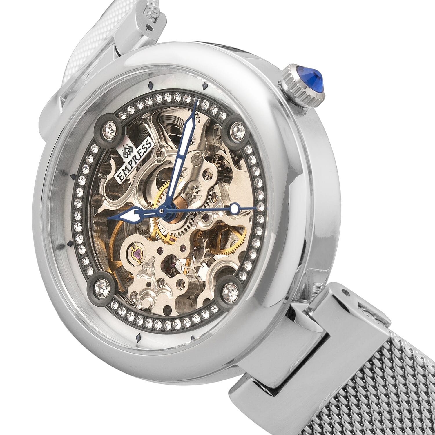 Empress Adelaide Automatic Movement White Dial 5 ATM Water Resistant Ladies Watch in Silver Tone