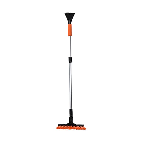 Retractable Snow Brush and Ice scraper with Extendable handle from 80 to 114 cm - Orange - Black