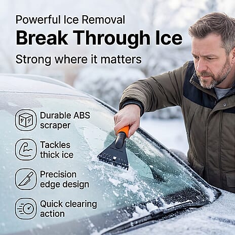Retractable Snow Brush and Ice scraper with Extendable handle from 80 to 114 cm - Orange - Black