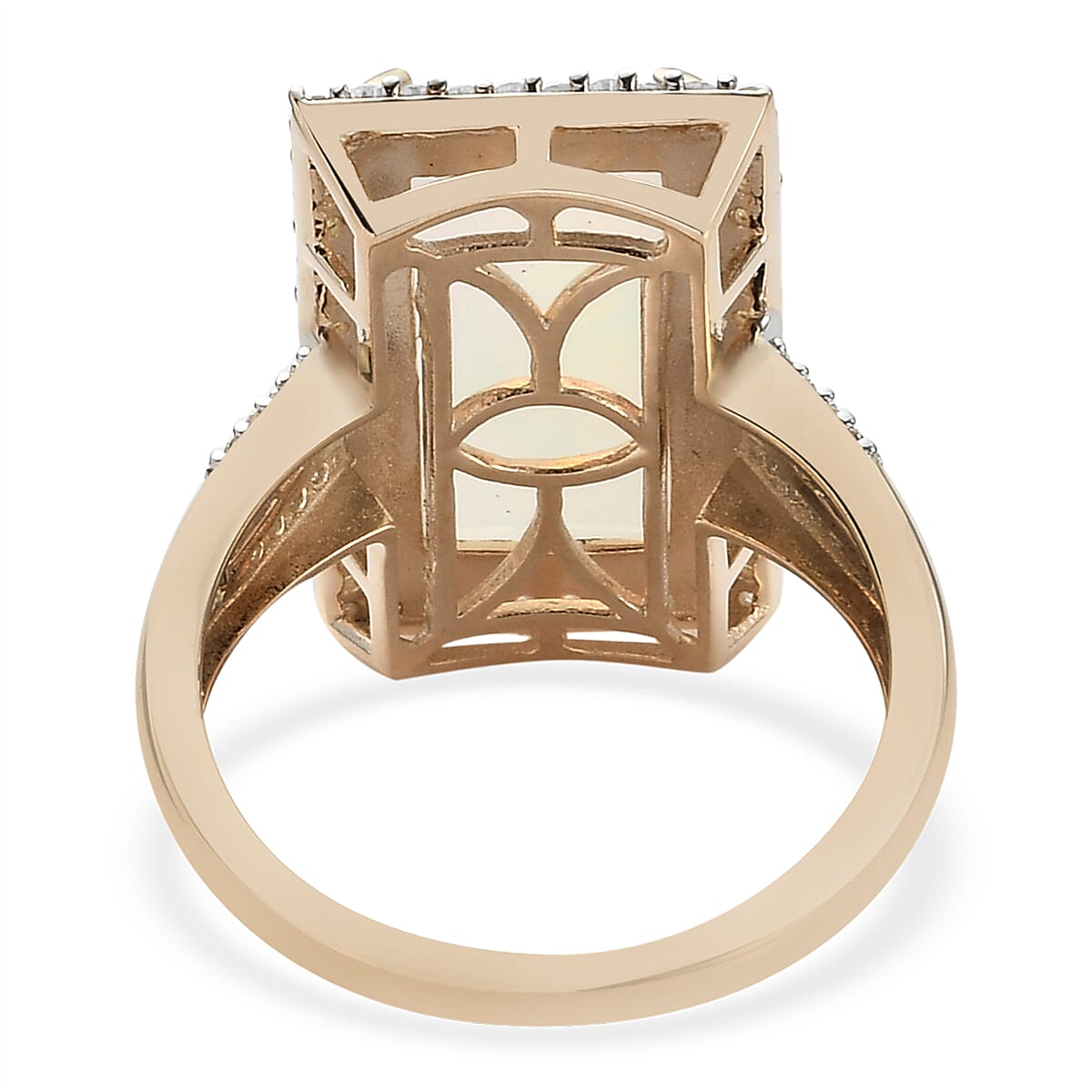 9K Yellow Gold AAA Ethiopian Welo Opal and Diamond Ring 4.23 Ct.