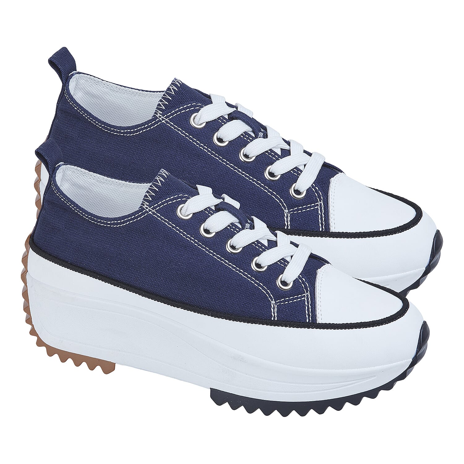 Urban Jacks Acapulco Womens Platform Canvas Trainers - Blue