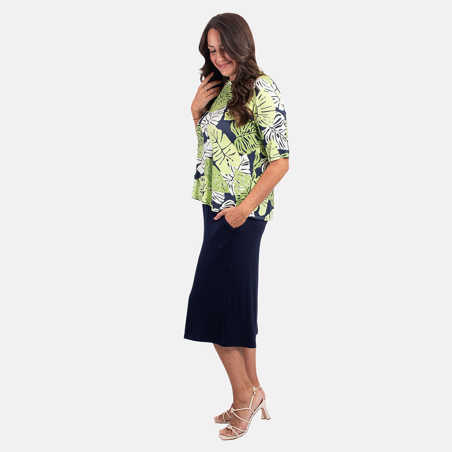 Nicole leaf print culotte set