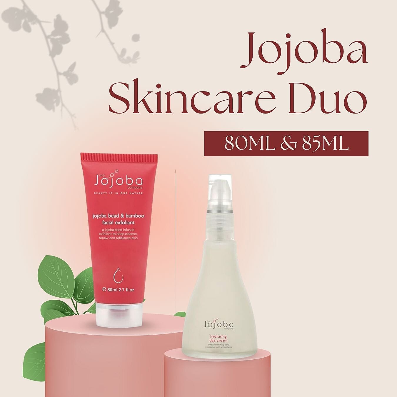 The Jojoba Company Jojoba Bead and Bamboo Facial Exfoliant with The Jojoba Company Hydrating Day Cream