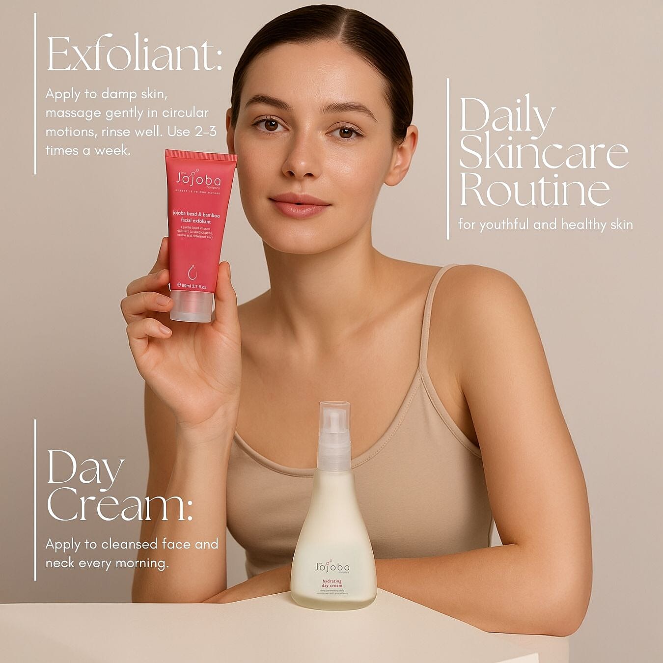 The Jojoba Company Jojoba Bead and Bamboo Facial Exfoliant with The Jojoba Company Hydrating Day Cream