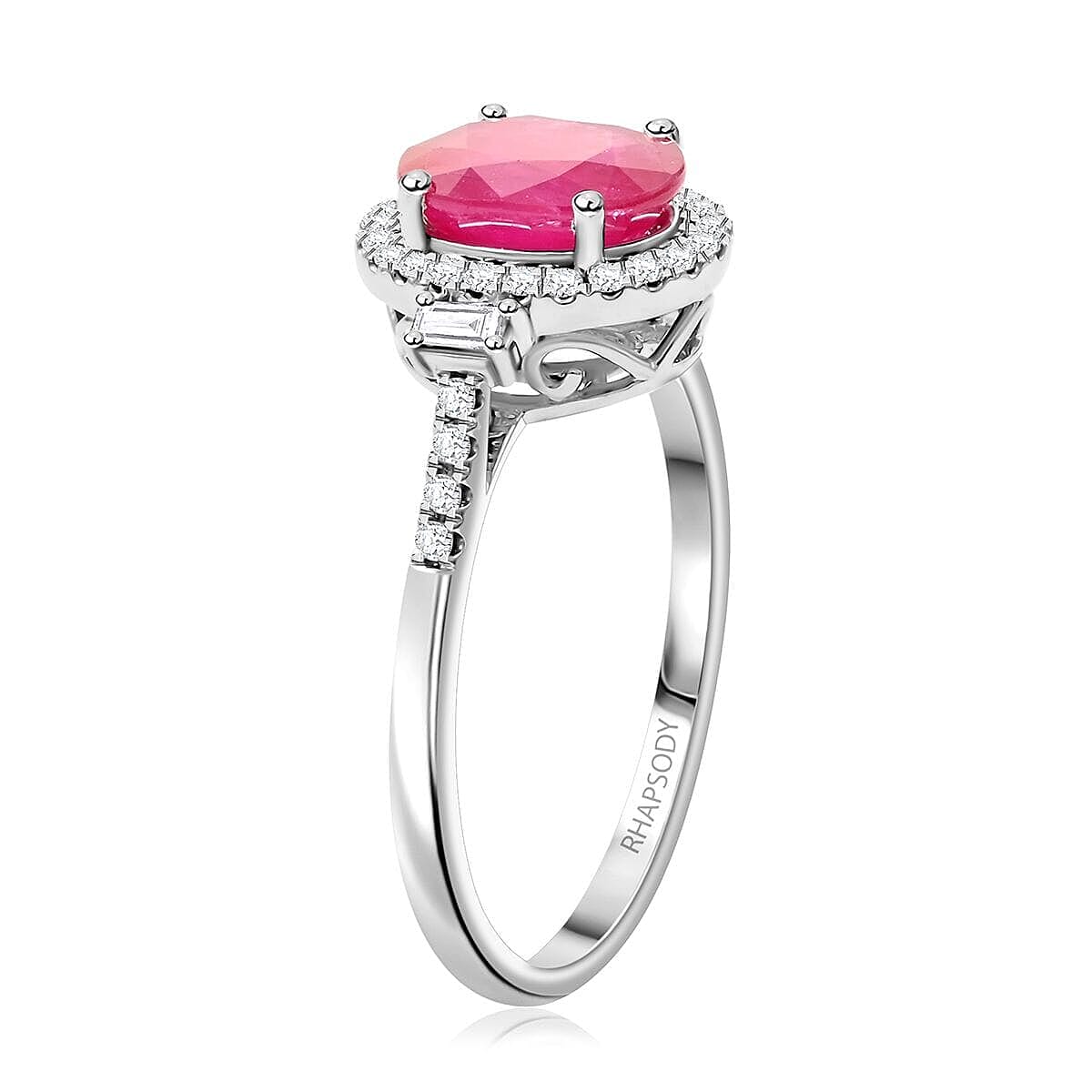 Rhapsody  950 Platinum  AAAA  Mozambique Ruby   White Diamond  VS Ring 2.49 ct,  Platinum Wt. 5.85 Gms  2.490  Ct.