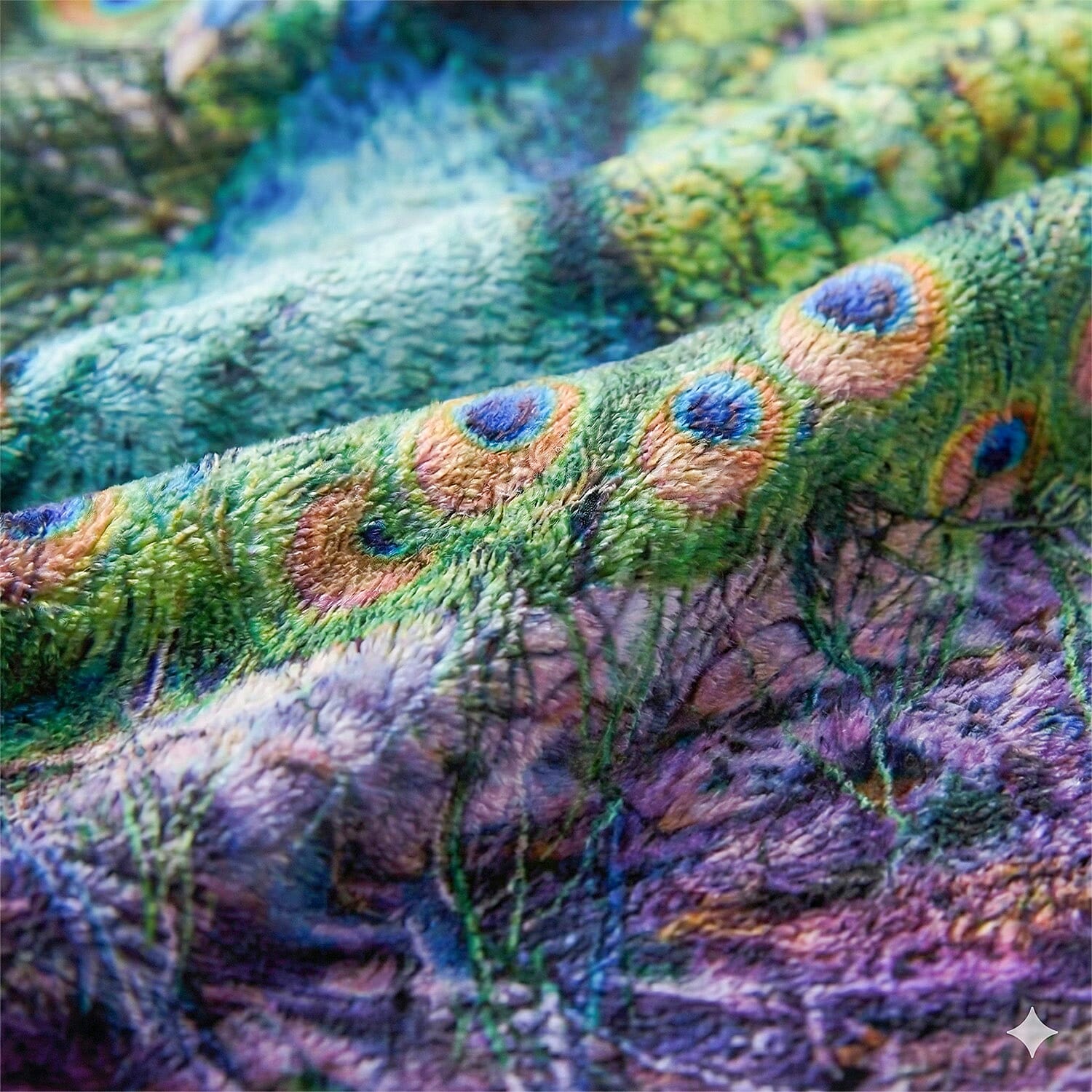 Digital printed flannel blanket with peacock pattern