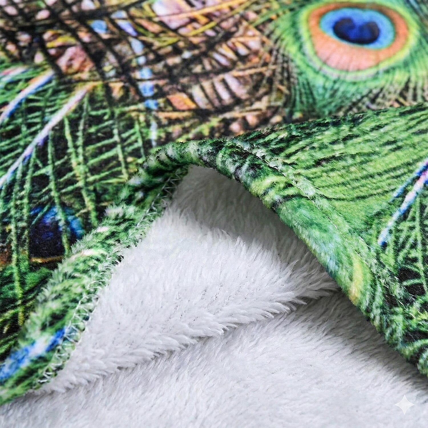 Digital printed flannel blanket with peacock pattern