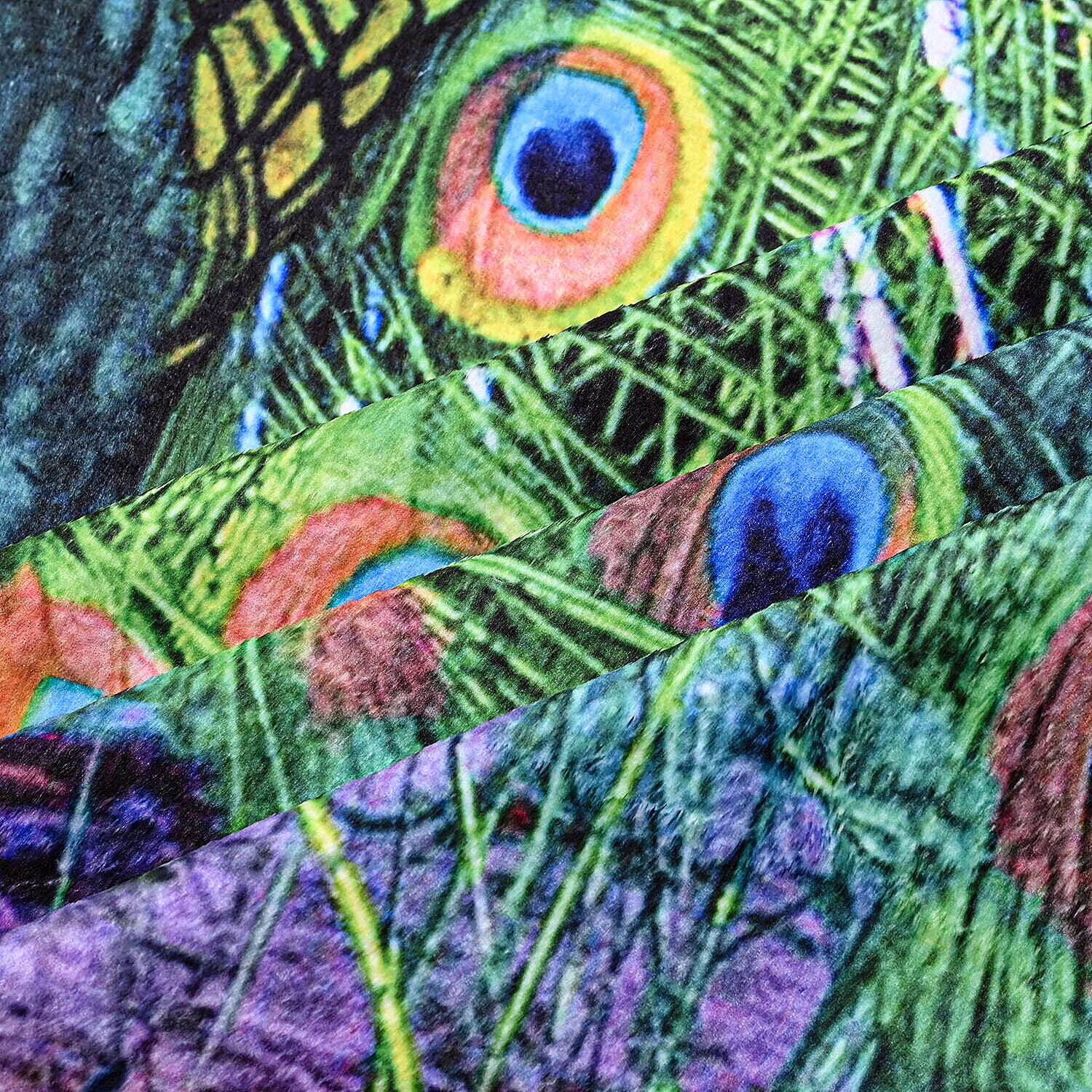 Digital printed flannel blanket with peacock pattern