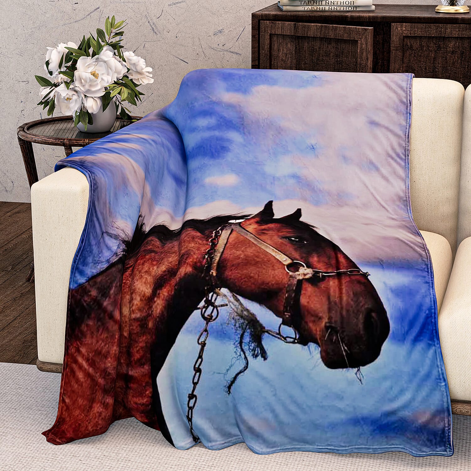 Polyester Digital Blanket (Size 150x1 cm) - Brown & Brown