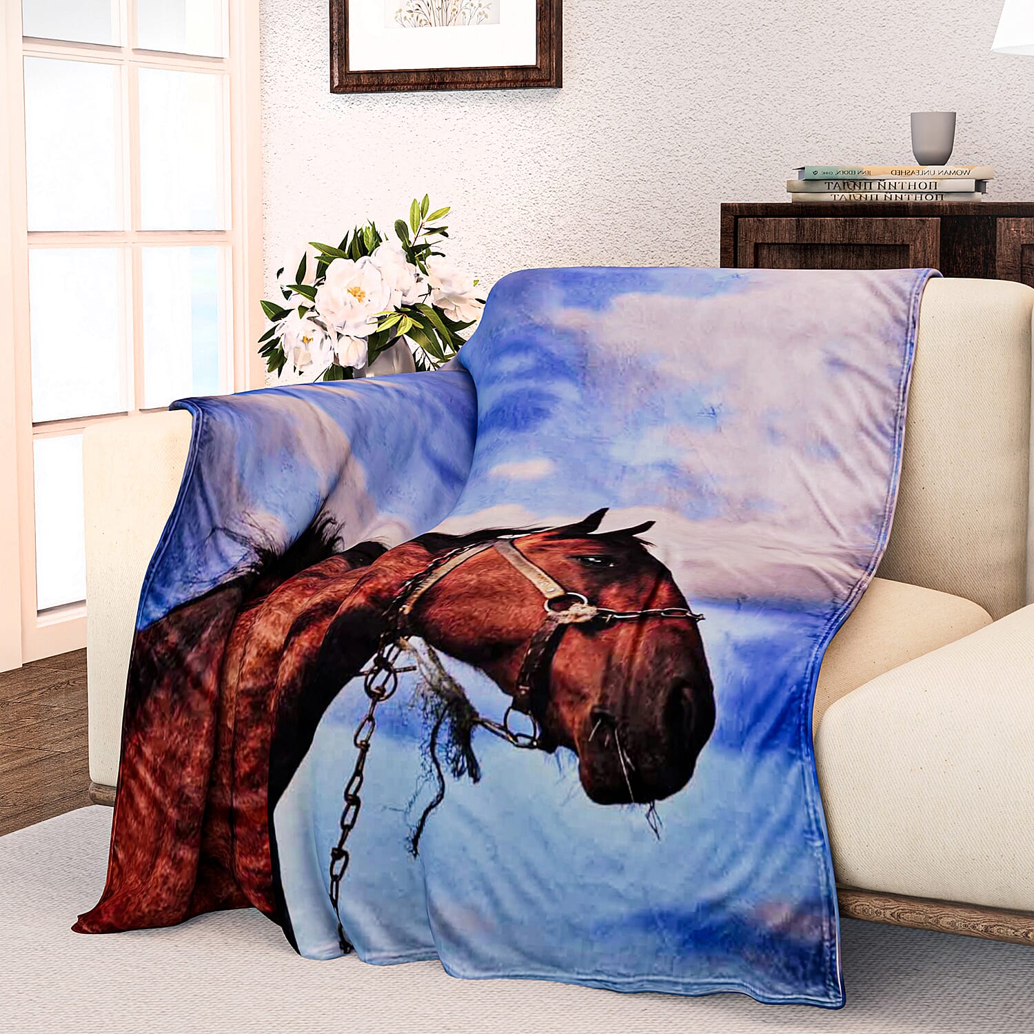 Polyester Digital Blanket (Size 150x1 cm) - Brown & Brown